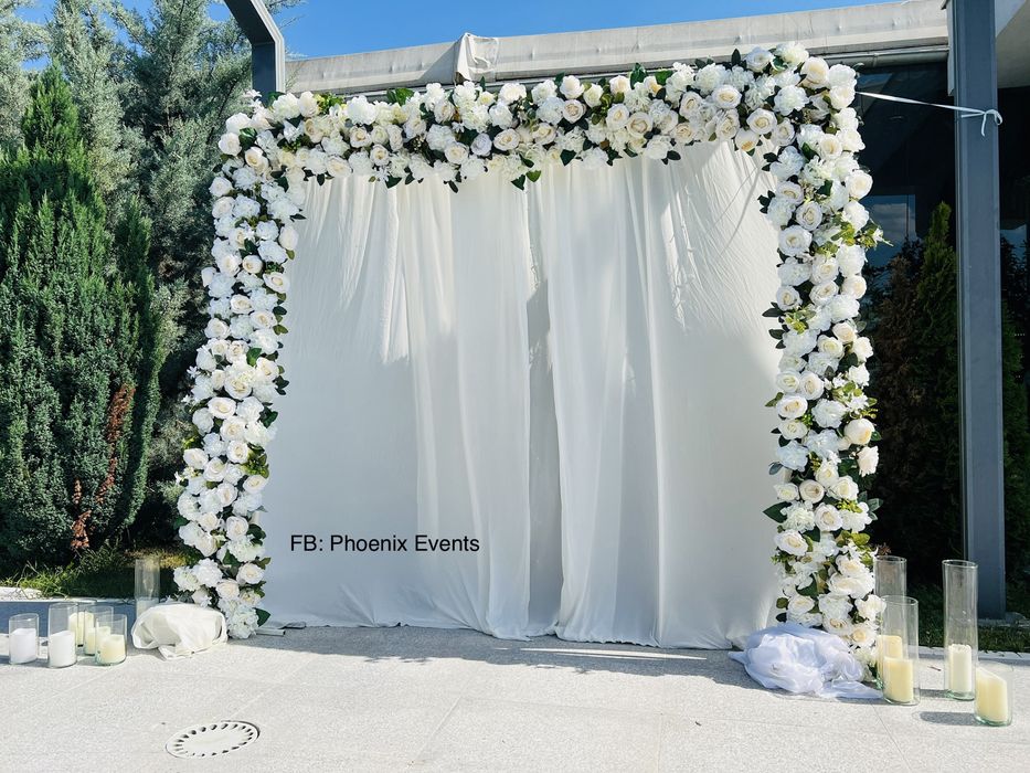 Photocorner panou foto arcada semiluna aripi inger nunta botez