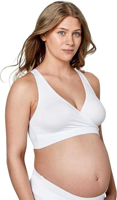 MEDELA Keep Cool Sleep – Безшевен сутиен за бременност и кърмене, бял, размер XL