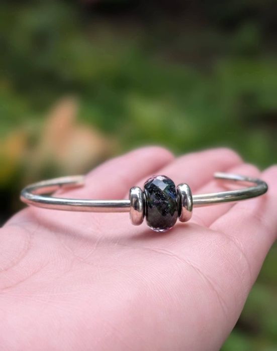 Veche bratara semi fixa din argint de 925, ametist, Trollbeads
