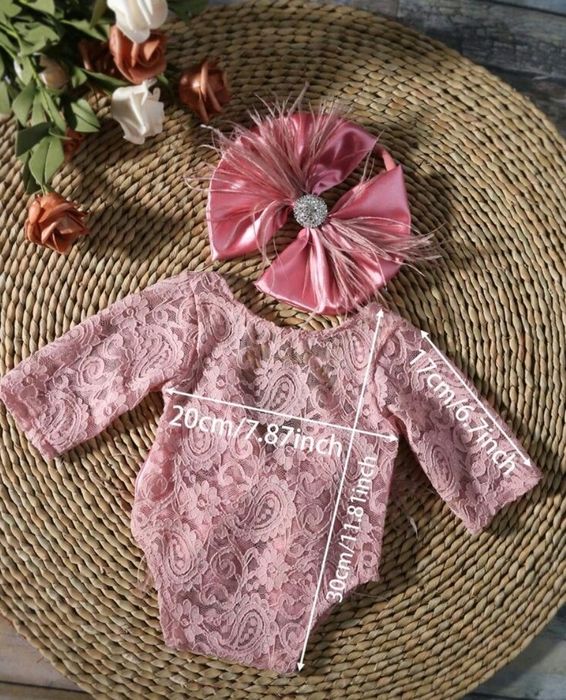 Бебешки розов комплект за новородени за фотосесия