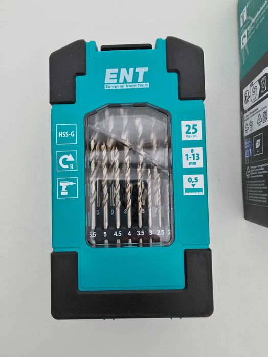 ENT 09225 Set burghie pentru lemn HSS-G - 1-13 mm - în trepte de 0,5 mm