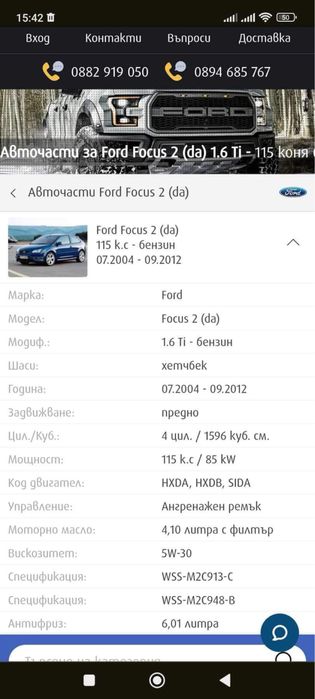 Форд Фокус 2005 на части