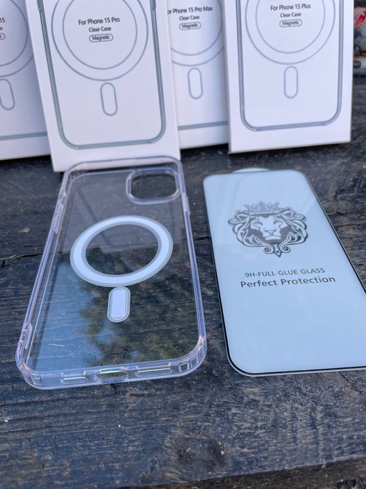 PACHET Husa Magsafe si Folie sticla iPhone 15, 15 Pro, 15 Pro Max/Plus