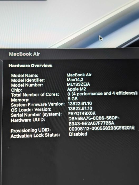 Macbook Air M2 13'' 256GB SSD, 8GB RAM
