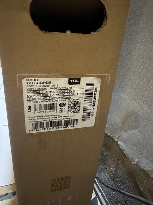 TCL 43 tv ishlatilmagan