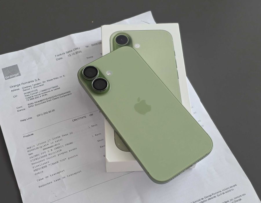 iPhone 17, 256GB, Sage, impecabil, 100% bat, factura si garantie