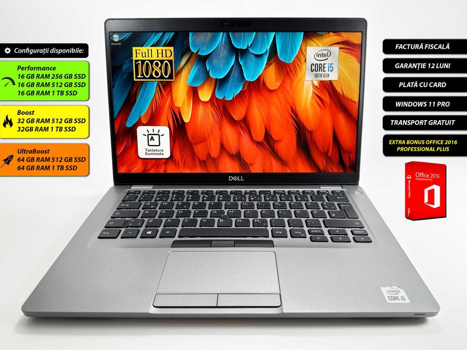 Laptop Dell Latitude 5410 Intel i5 32 gb ram 256 gb ssd Ecran 14 inch Full HD Slot SIM Modul 4G Gama business Office 2016 Win 11 Factura Garantie 1 an