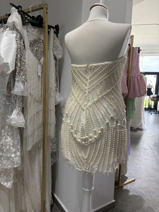 Rochie superba Asos luxe, aplicatii de perle, noua