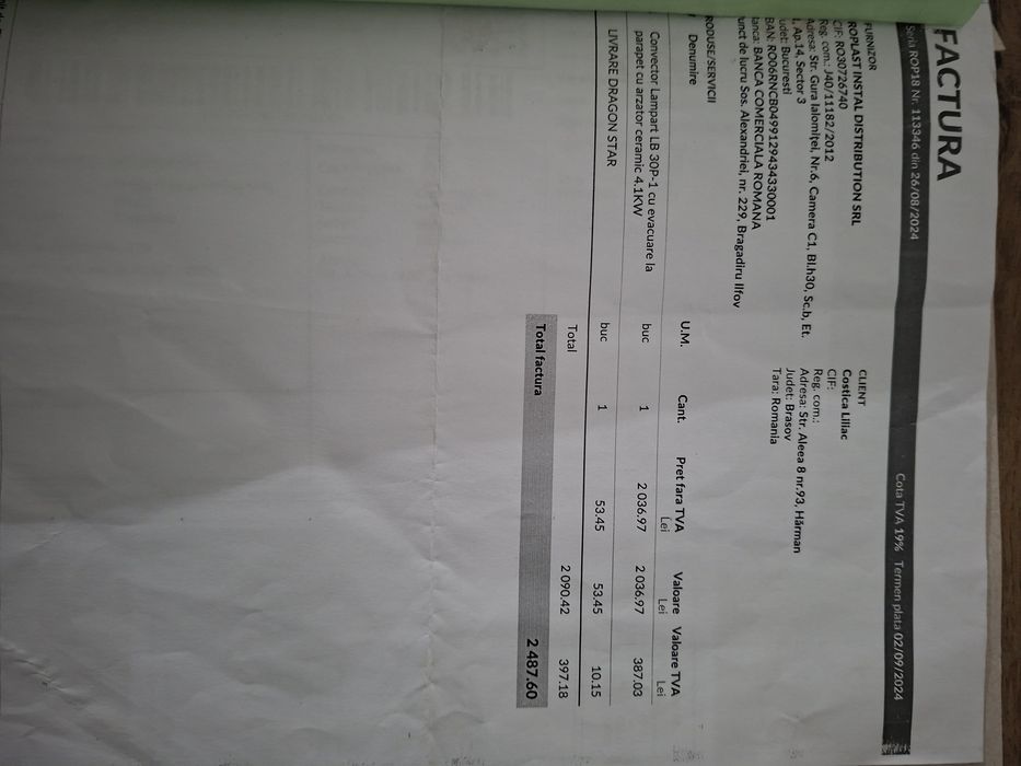 Convector și boiler