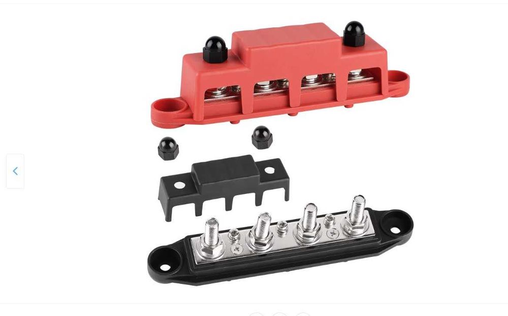 Set 2 bucati Busbar 250A 4xM8 - Bloc Distributie Borne Auto / Barca / RV/Baterie solar - Rosu si Negru