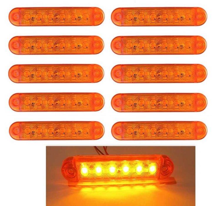 10 БРОЯ LED Жълт Габарит с 6 диода за камион ремарке платформа 12V-24V
