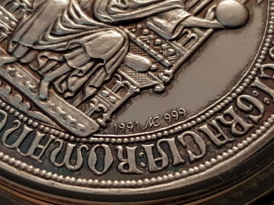 СРЕБЪРЕН 999 ‰ ПЛАКЕТ медал 1291 - 1991г. 700 години Саарбург