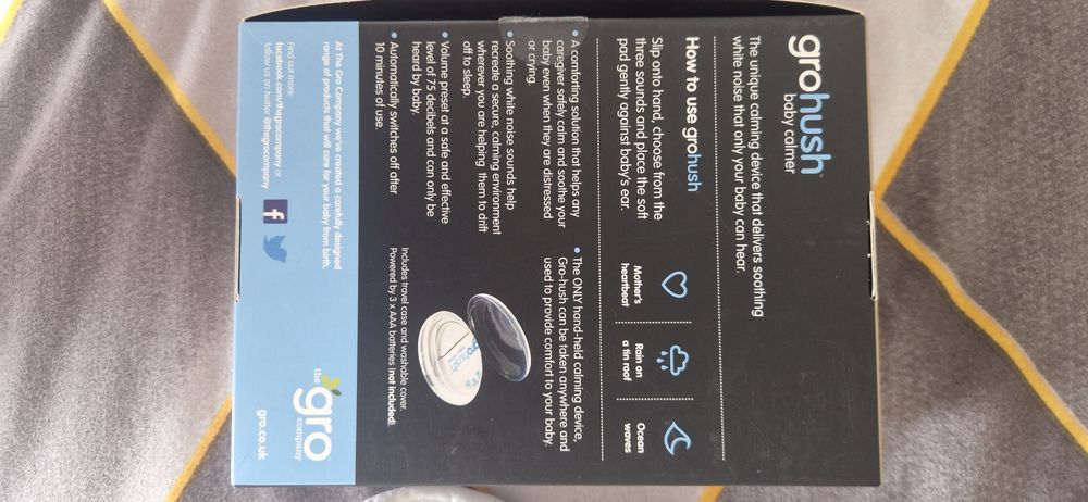 Gro Hush - машинка за бял шум за бебе + ПОДАРЪК 2 сменяеми калъфа