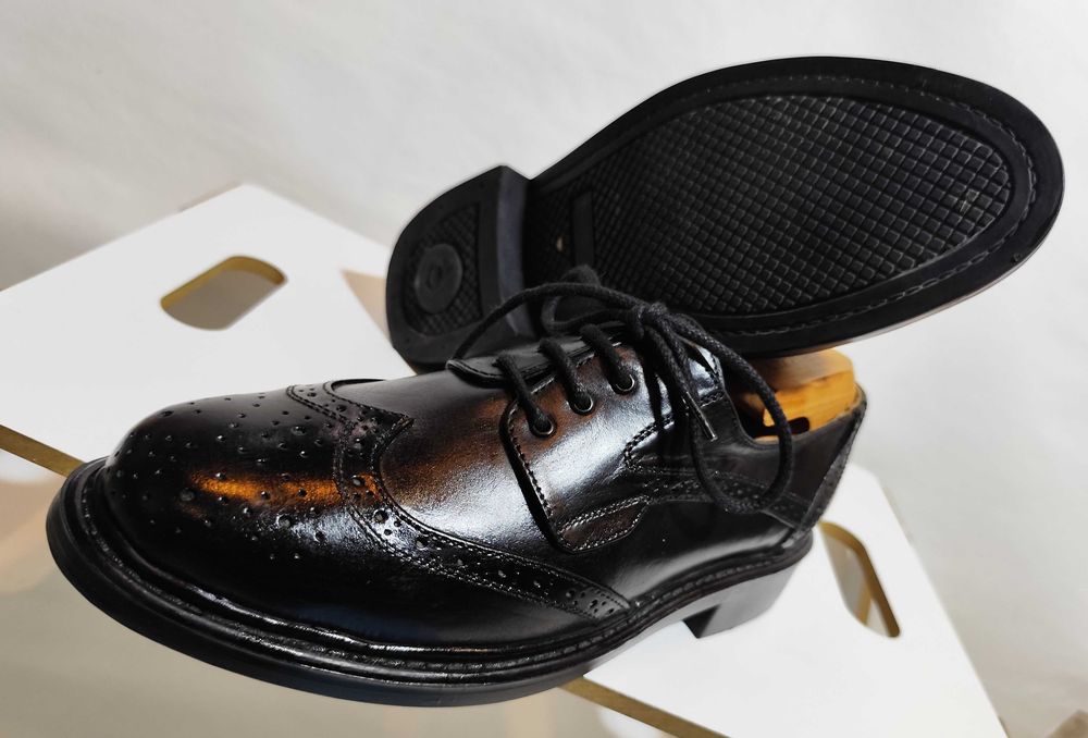Pantofi derby 40.5 41 brogue Lavoratione Artigianale Ligie piele nat