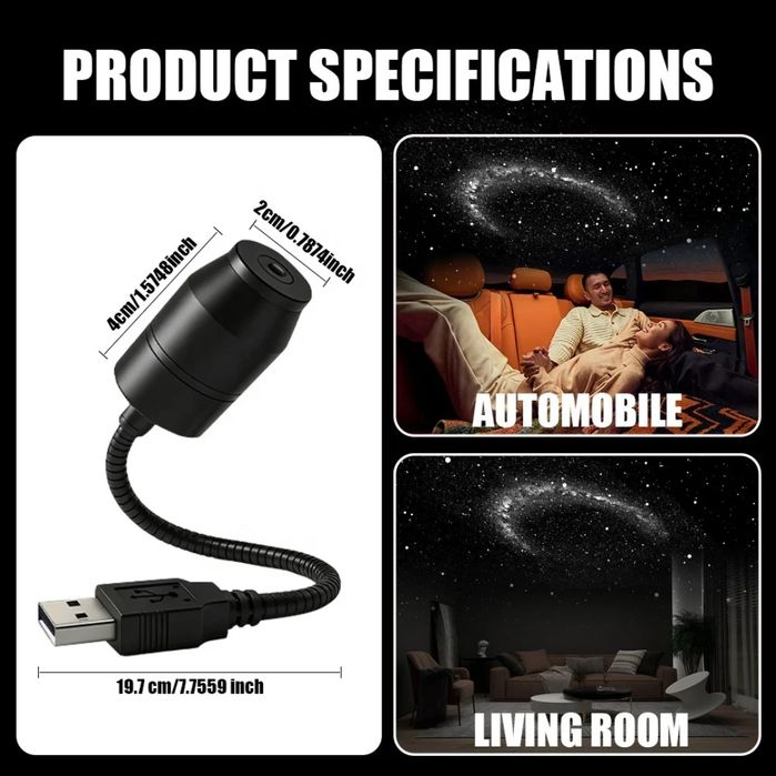 Lampa Proiector LED USB - Cer Stelat / Galaxie Auto si Casa