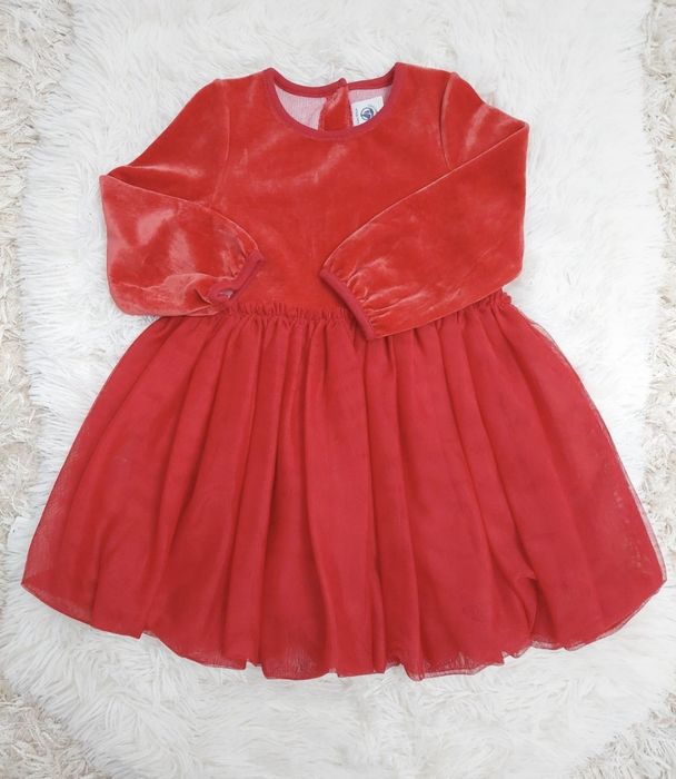 Rochiță Petit Bateau/ catifea +Tull/ 86 cm 24 M