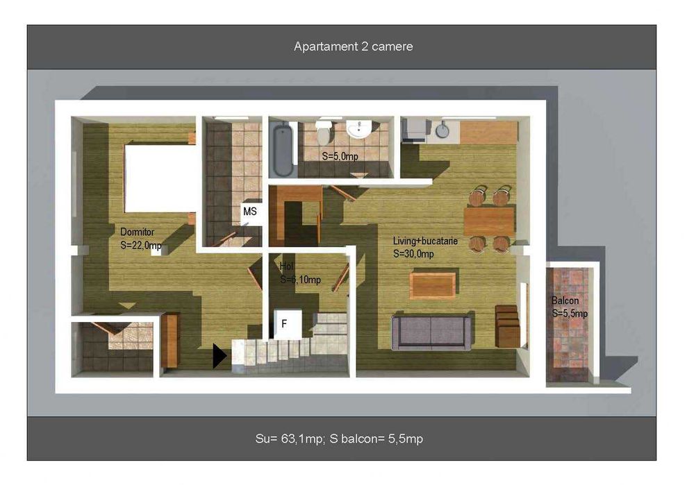 Apartament 2 camere de inchiriat zona Pallady