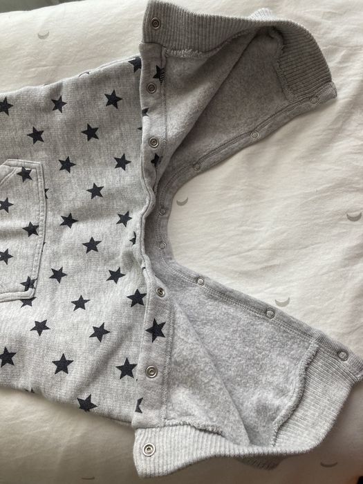 Salopeta Petit Bateau bumbac gros, marimea 74