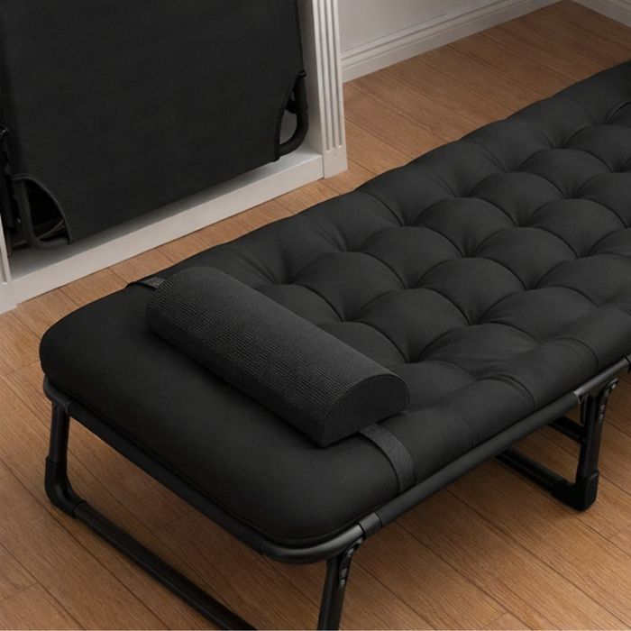 Сгъваемо къмпинг легло и градински шезлонг 2в1, с мек матрак и възглав