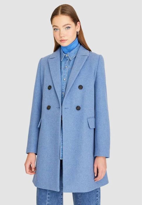 Stradivarius зимно палто в небесно син цвят Zara