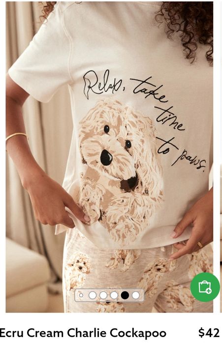 Pijama Next pt.femei, bej cu print cățel, nouă cu etichetă, bumbac