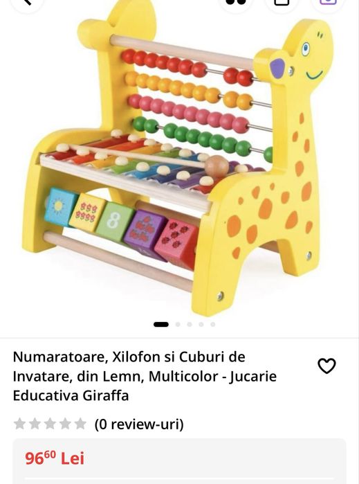 Numaratoare Lemn Girafa - xilofonul si cuburi de lemn Educativa