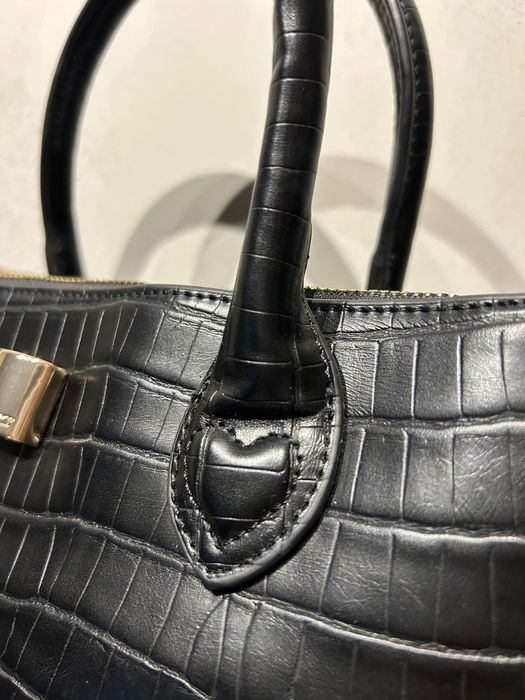 TWINSET croc-embossed tote bag крокодилска черна чанта