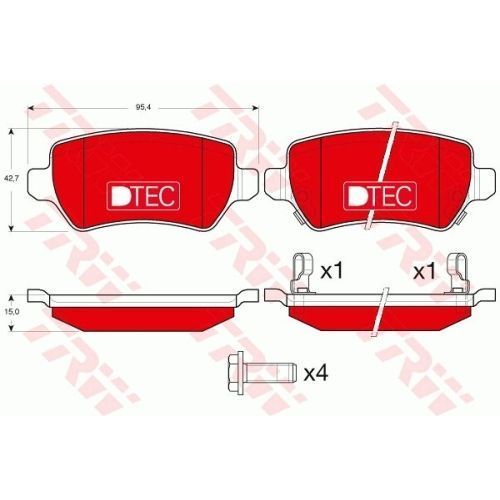 Set placute frana spate TRW, Kia Venga, 2010-; Opel Astra G, Astra H, Combo, 2001-, Corsa C (X01), 2000-2009, Meriva 2003-2017, Zafira B, 2005-2019, Zafira A, 1999-2005, spate; puntea spate