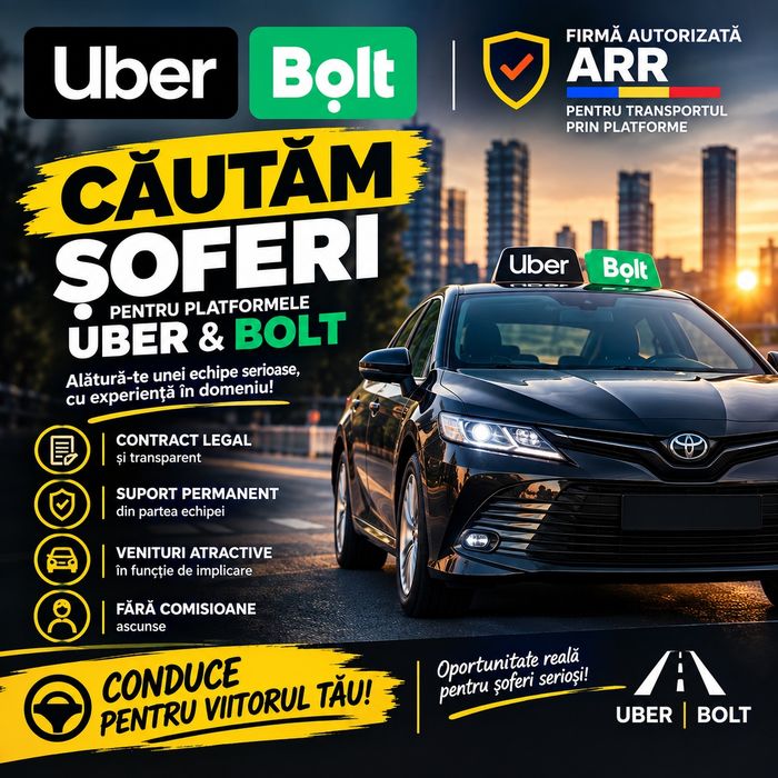 Flota ridesharing UBER BOLT Colaborare