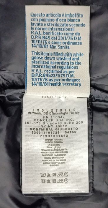 Moncler Down Puffer Vest пухен елек XL черна пухенка грейка