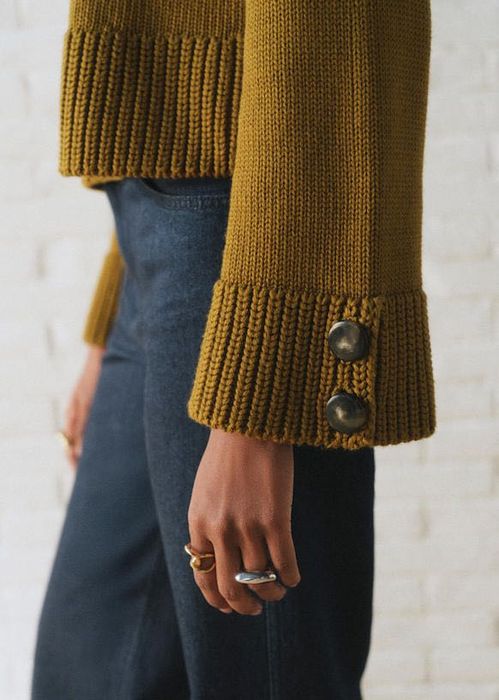 Уникален пуловер от мерино вълна olive green Sezane