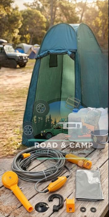 Преносим къмпинг душ 12V – за кола, каравана и градина, НОВ, Вградена помпа