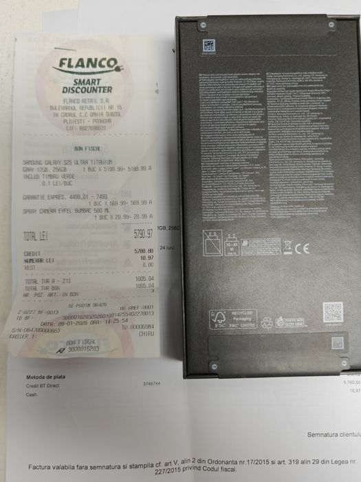 Samsung Galaxy S25 Ultra5G /256 GB /Sigilat cu factura extra garanție