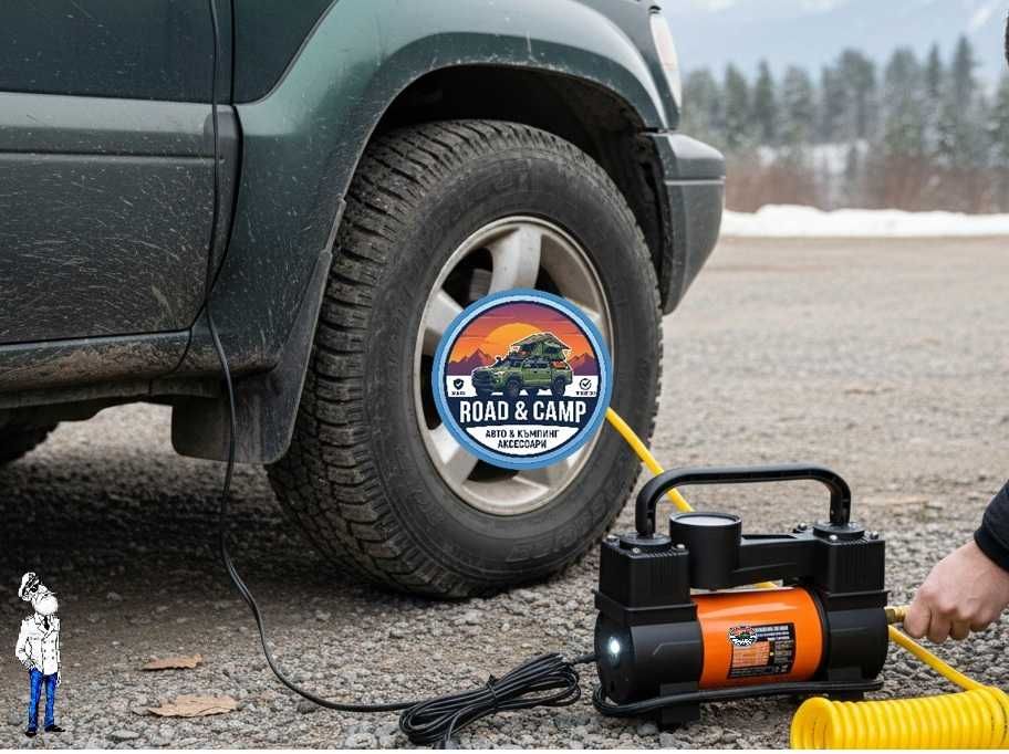 Компресор с две бутала за автомобил, бус, каравана, въздушен, 55л, 12V