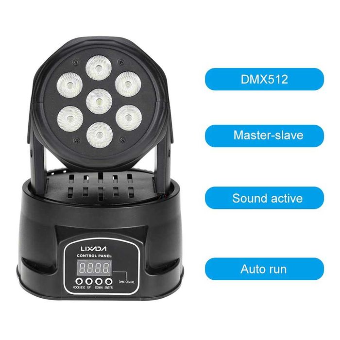 DMX-512 Мини движеща се глава 4 в 1 RGBW LED сценично осветление Стробоскопично осветление