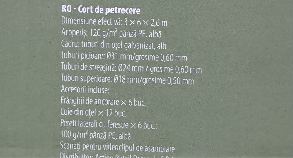 Cort 3x6m evenimente cu pereți laterali SIGILAT !