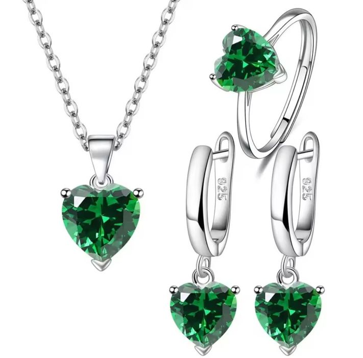 Set de bijuterii inima din zirconiu multicolor