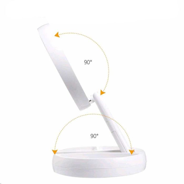 Oglinda rotunda machiaj cu iluminare LED , pliabila