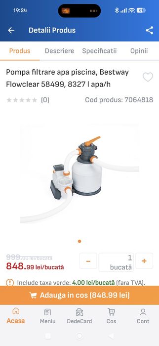 Filtru piscina cu nisip Bestway 58499