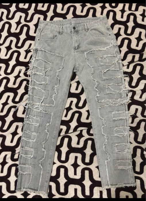 Blugi baggy gri XL 40 denim marimea Unisex