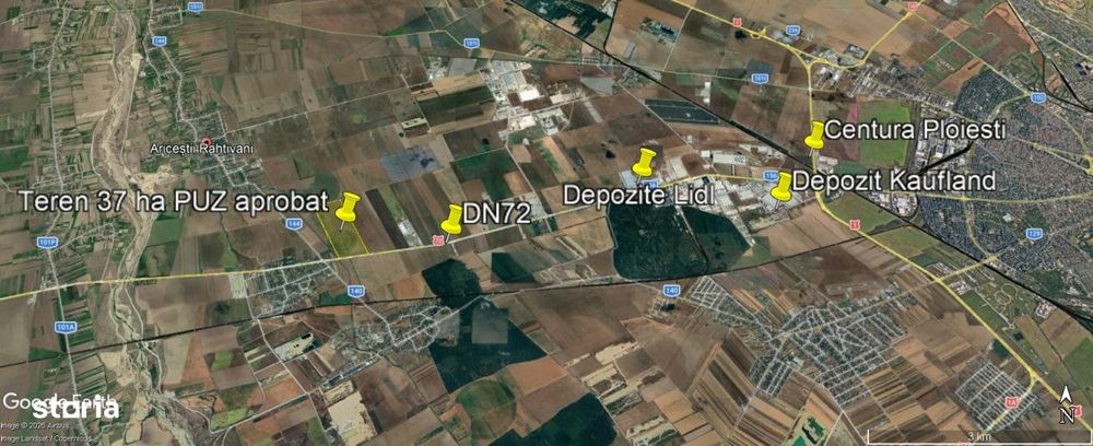 Teren 37 ha | PUZ aprobat– Ploiesti Vest Industrial Park | DN72 + A3