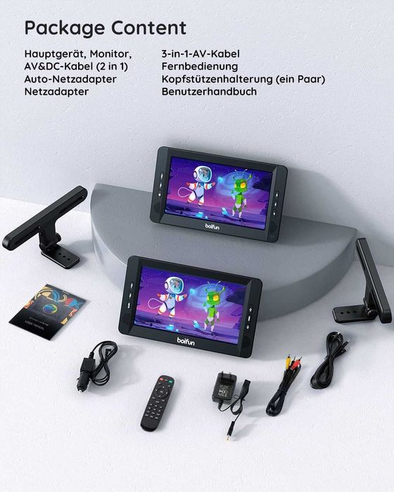 BOIFUN BFN-101 DVD / USB/ SD плейър за задна седалка 2 екрана 10,5"