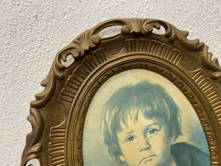 Ретро рамка картина в барокова стилизация с портрет Италия 1970