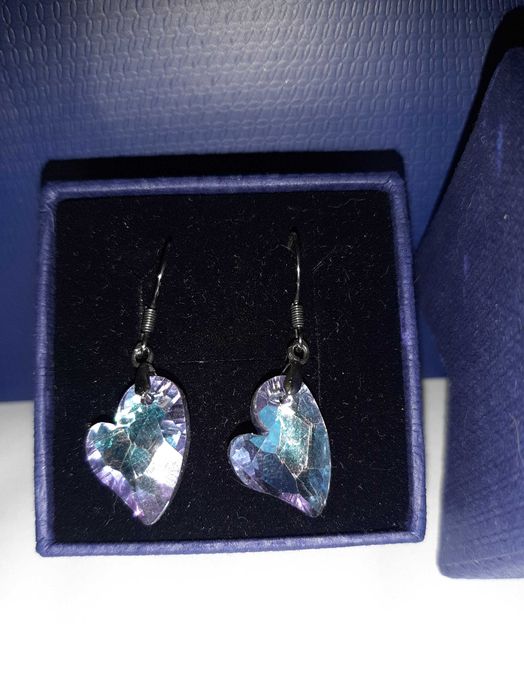 SEt cercei din argint 925 inimioara punguta si cutie cadou Swarovski