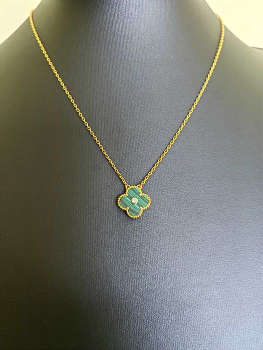 Дамско колие с детелина от зелен малахит - Van Cleef & Arpels VCA