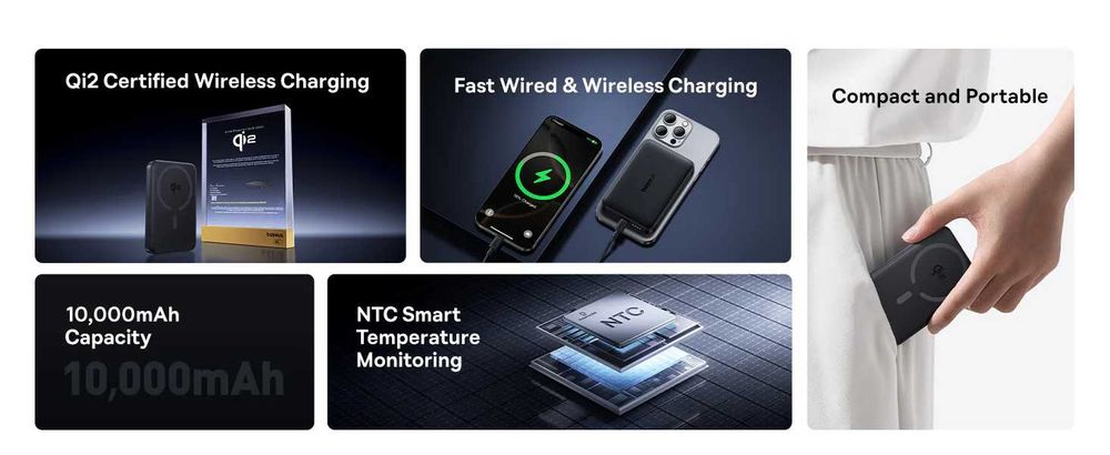 Baseus Power Bank EnerFill FM12 Qi2 Magnetic, 10000mAh 22.5W