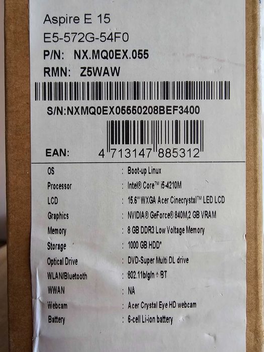 Лаптоп Acer Aspire E5-572G