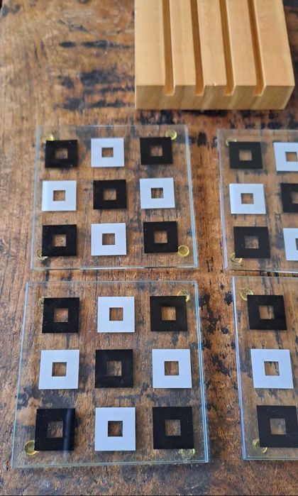 подложки за чаши стъкло Хенкелс Henkels с дървена поставка Германия