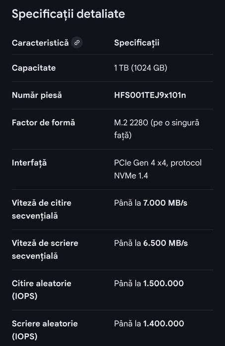 1 TB M.2 2280 NVMe PCIe Gen 4 x4