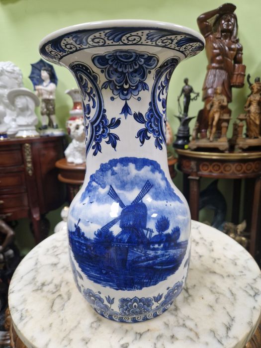 Стара рядка уникална антикварна холандска ваза Delft 19 век